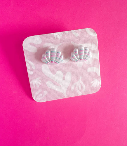 White translucent shell studs