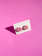 Load image into Gallery viewer, Pink marble shell mini studs