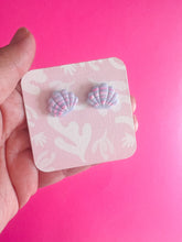 Load image into Gallery viewer, Periwinkle translucent shell studs