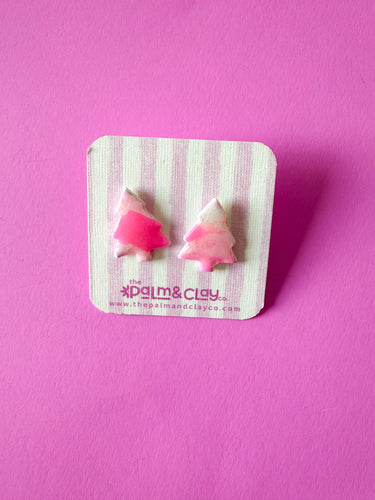 Pink Marble Tree studs
