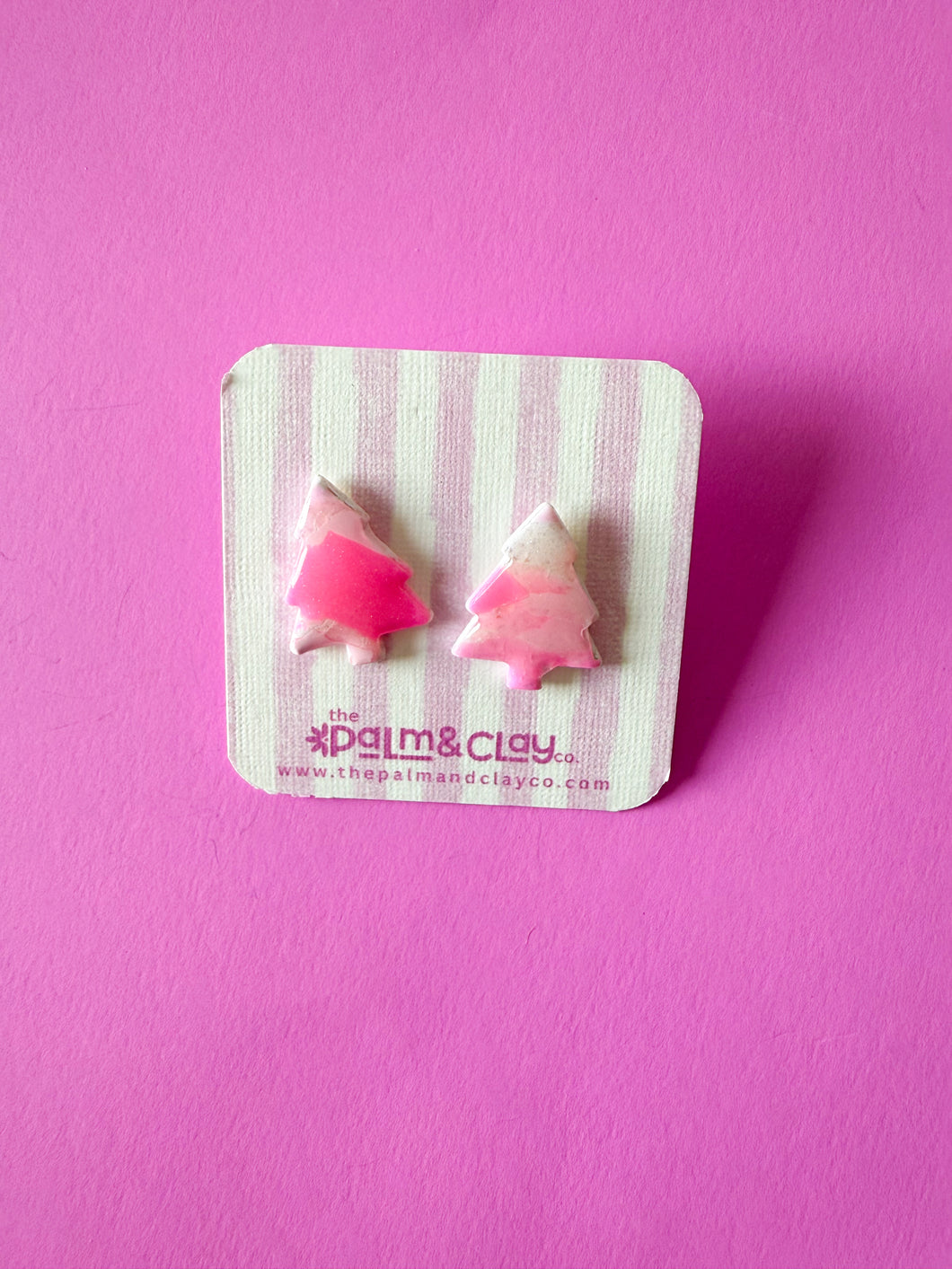 Pink Marble Tree studs