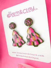 Load image into Gallery viewer, Handpainted Green/Pink Christmas Trees
