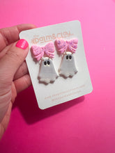 Load image into Gallery viewer, Ghost dangles with light pink bow