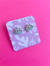 Load image into Gallery viewer, Blue painted shell studs