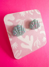 Load image into Gallery viewer, Aqua translucent shell studs