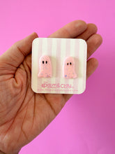 Load image into Gallery viewer, Pink Sparkle Ghost Stud