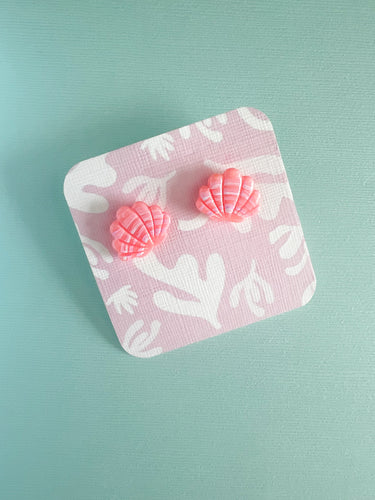 Coral translucent shell studs
