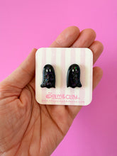 Load image into Gallery viewer, Black Sparkle Ghost Stud
