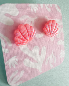 Coral translucent shell studs
