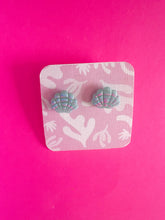 Load image into Gallery viewer, Aqua translucent shell studs