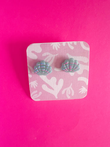 Aqua translucent shell studs