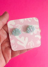 Load image into Gallery viewer, Aqua translucent shell studs