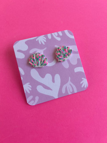 White painted shell studs