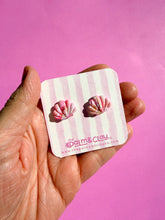 Load image into Gallery viewer, Pink marble shell studs