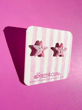 Load image into Gallery viewer, Pink muted marble starfish studs