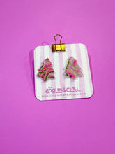 Load image into Gallery viewer, Pink and Green Agate Tree studs