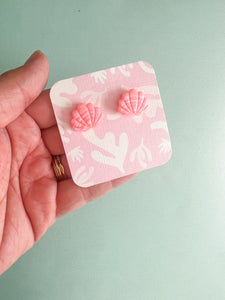 Coral translucent shell studs