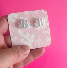 Load image into Gallery viewer, White translucent shell studs