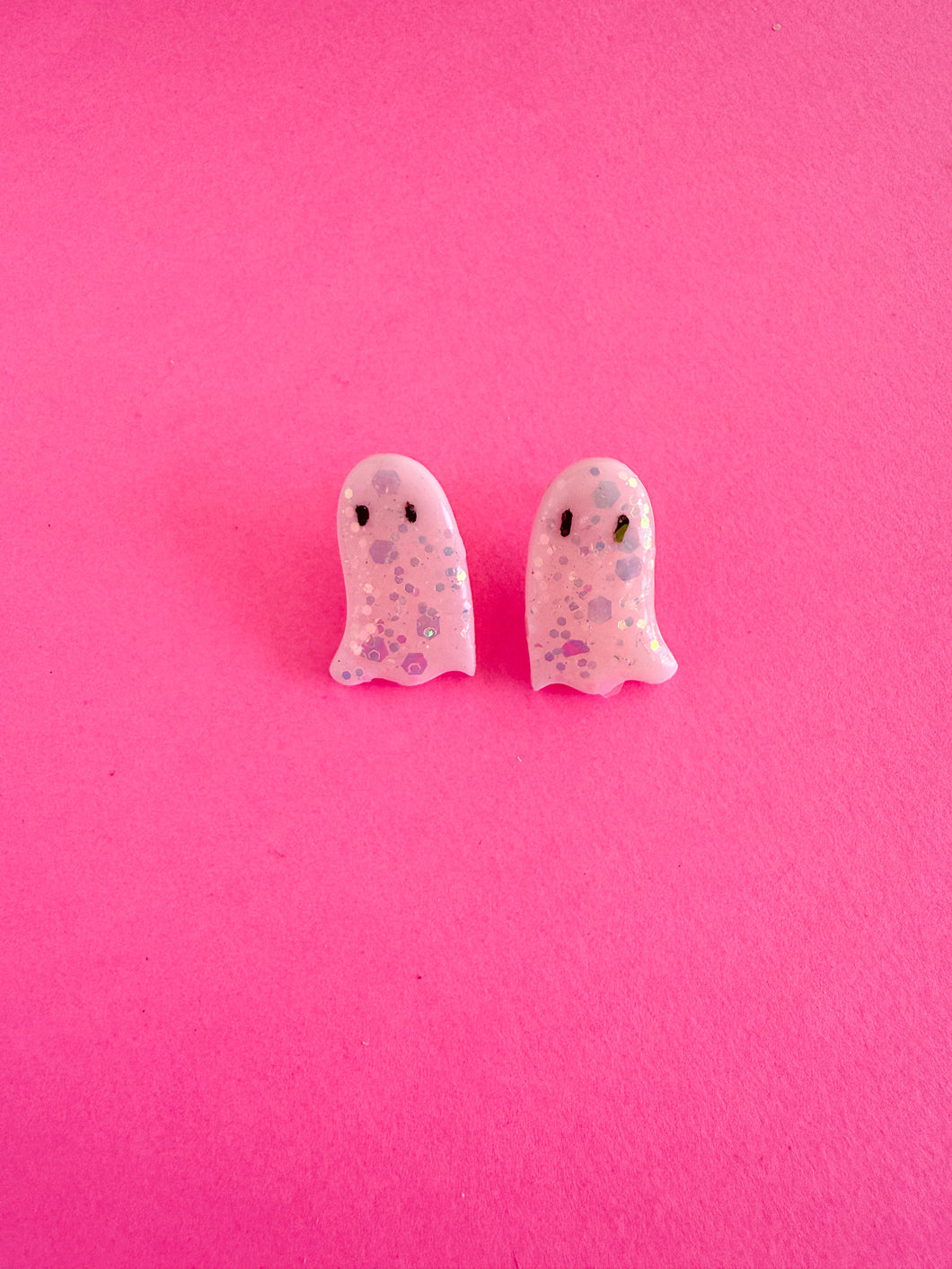 Pink Sparkle Ghost Stud
