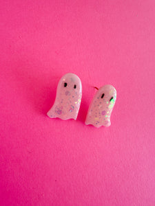 Pink Sparkle Ghost Stud