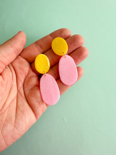 Pink and Yellow Translucent Earrings