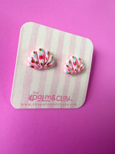 Load image into Gallery viewer, Pink Confetti Shell Studs