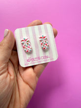 Load image into Gallery viewer, Pink Confetti Pineapple Studs