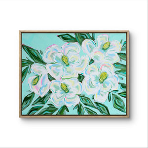 Small Magnolia Print on Teal