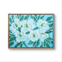 Load image into Gallery viewer, Large Magnolia Print on Blue
