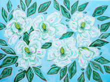 Load image into Gallery viewer, Large Magnolia Print on Blue