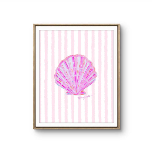 Pink Shell Print on Stripes