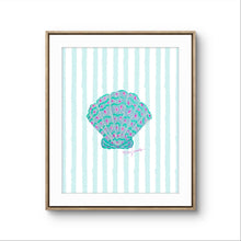 Load image into Gallery viewer, Teal Shell Print on Stripes