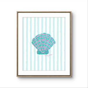 Teal Shell Print on Stripes