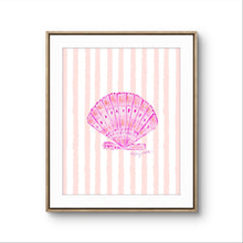 Load image into Gallery viewer, Pink Shell Prints on Peach Stripes