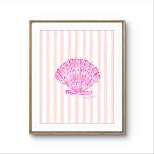 Pink Shell Prints on Peach Stripes