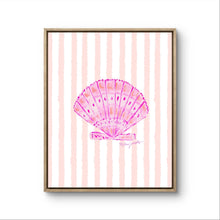 Load image into Gallery viewer, Pink Shell Prints on Peach Stripes