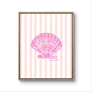 Pink Shell Prints on Peach Stripes