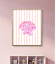 Load image into Gallery viewer, Pink Shell Prints on Peach Stripes