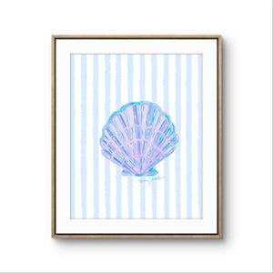 Blue Shell Print on Stripes