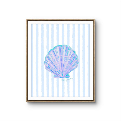 Blue Shell Print on Stripes