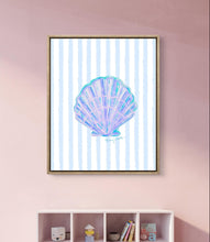 Load image into Gallery viewer, Blue Shell Print on Stripes
