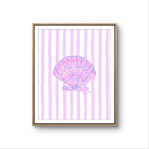 Lavender Shell Print on Stripes