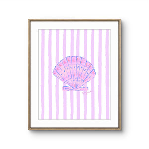Lavender Shell Print on Stripes