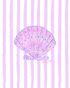 Lavender Shell Print on Stripes