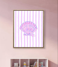 Load image into Gallery viewer, Lavender Shell Print on Stripes