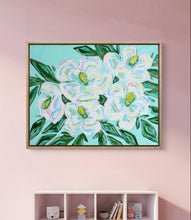 Load image into Gallery viewer, Small Magnolia Print on Teal