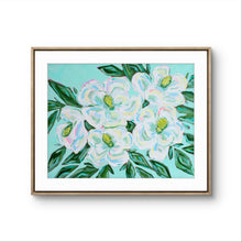 Load image into Gallery viewer, Small Magnolia Print on Teal