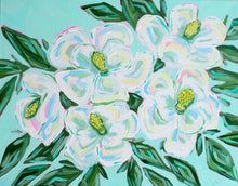 Load image into Gallery viewer, Small Magnolia Print on Teal