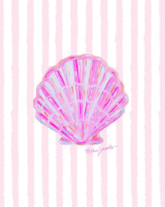 Pink Shell Print on Stripes