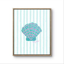 Load image into Gallery viewer, Teal Shell Print on Stripes